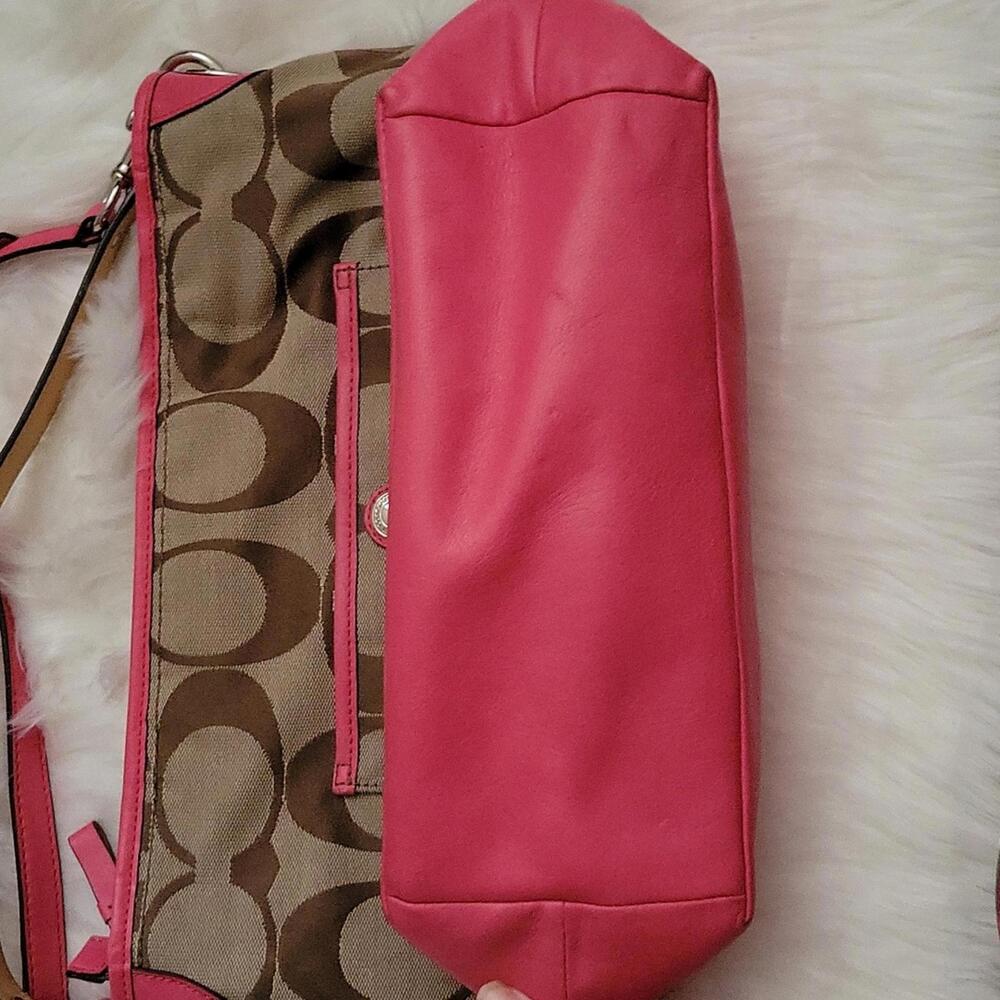 Coach Signature Bucket Shoulder/Crossbody Tote - Pink and Brown - Picture 3 of 4